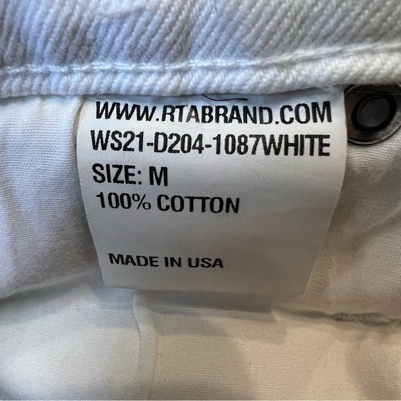 RTA Brand Women’s Dexter Belted Boyfriend Straight Leg Jeans White Pockets M - Picture 7 of 13